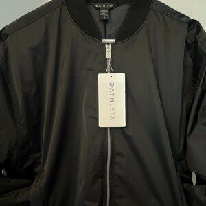 Athleta Women's Sateen Bomber Jacket Black Size L New with Tags